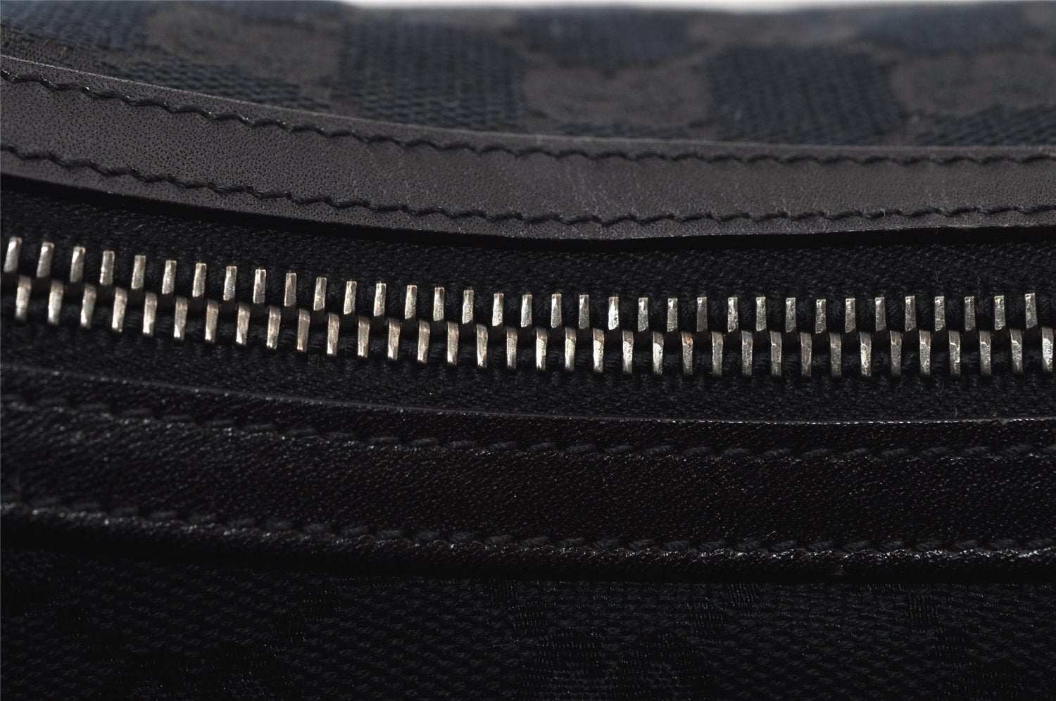 Authentic GUCCI Vintage Shoulder Bag Purse GG Canvas Leather 0013814 Black 7935I