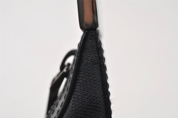 Authentic GUCCI Vintage Shoulder Bag Purse GG Canvas Leather 0013814 Black 7935I