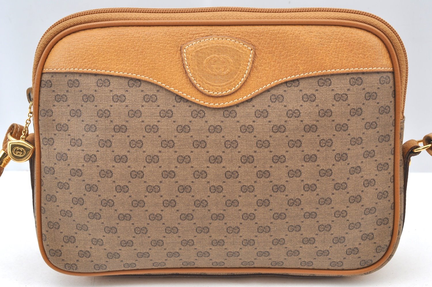 Authentic GUCCI Micro GG PVC Leather Shoulder Cross Body Bag Purse Brown 7937G