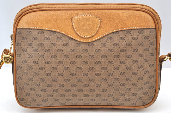 Authentic GUCCI Micro GG PVC Leather Shoulder Cross Body Bag Purse Brown 7937G