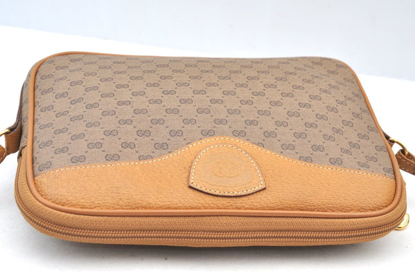 Authentic GUCCI Micro GG PVC Leather Shoulder Cross Body Bag Purse Brown 7937G