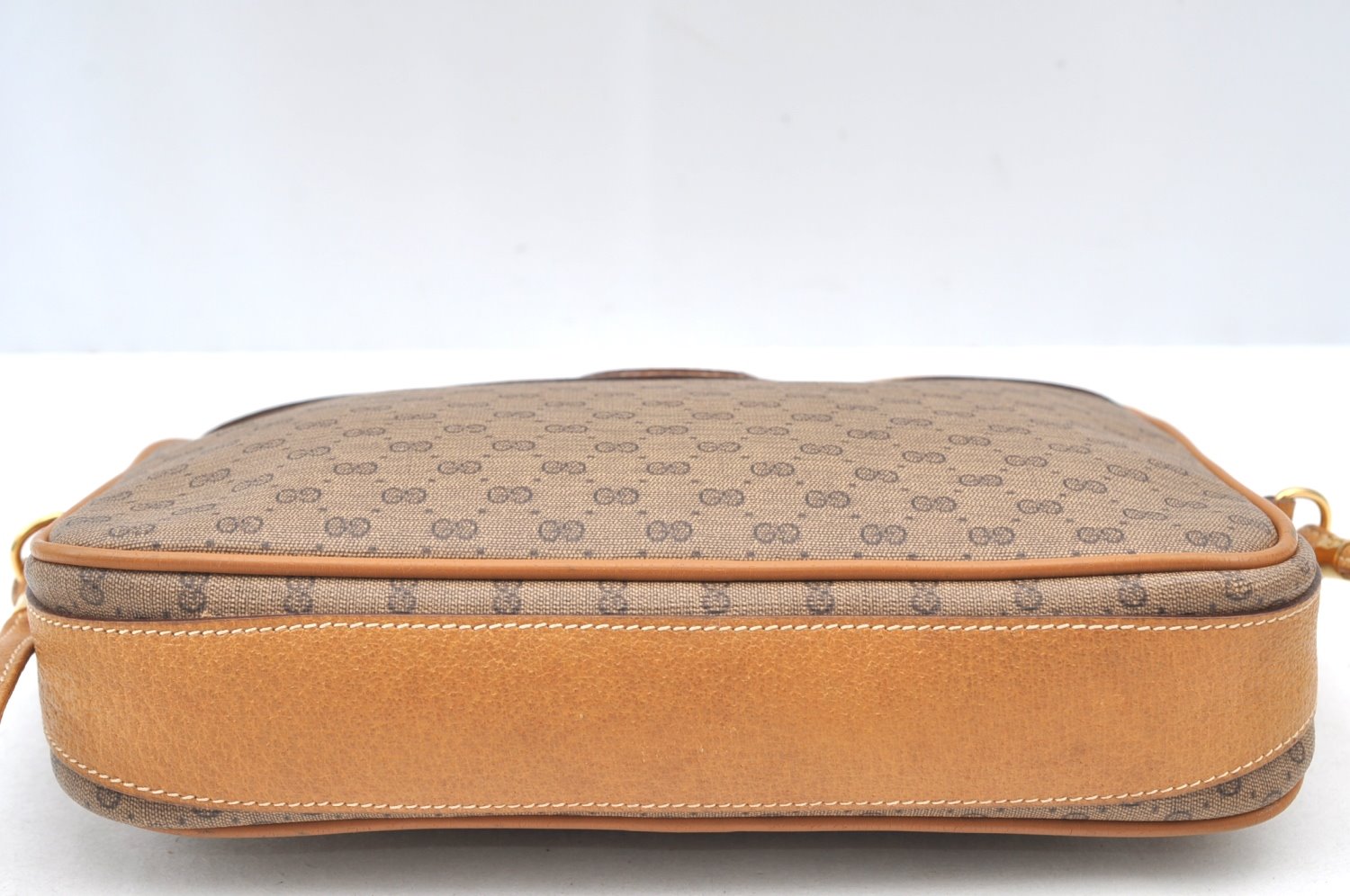 Authentic GUCCI Micro GG PVC Leather Shoulder Cross Body Bag Purse Brown 7937G