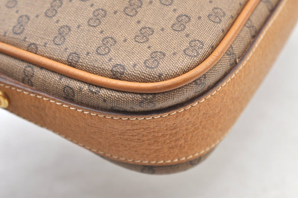 Authentic GUCCI Micro GG PVC Leather Shoulder Cross Body Bag Purse Brown 7937G