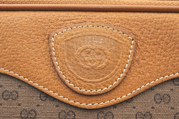 Authentic GUCCI Micro GG PVC Leather Shoulder Cross Body Bag Purse Brown 7937G