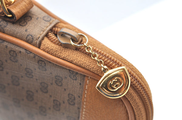 Authentic GUCCI Micro GG PVC Leather Shoulder Cross Body Bag Purse Brown 7937G