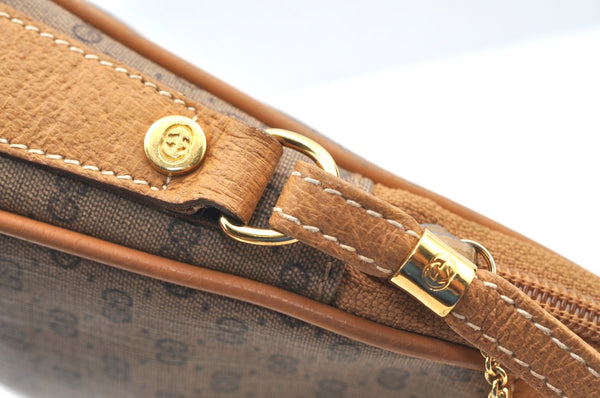 Authentic GUCCI Micro GG PVC Leather Shoulder Cross Body Bag Purse Brown 7937G
