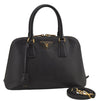 Authentic PRADA Vintage Saffiano Leather 2Way Shoulder Hand Bag Black 7939I