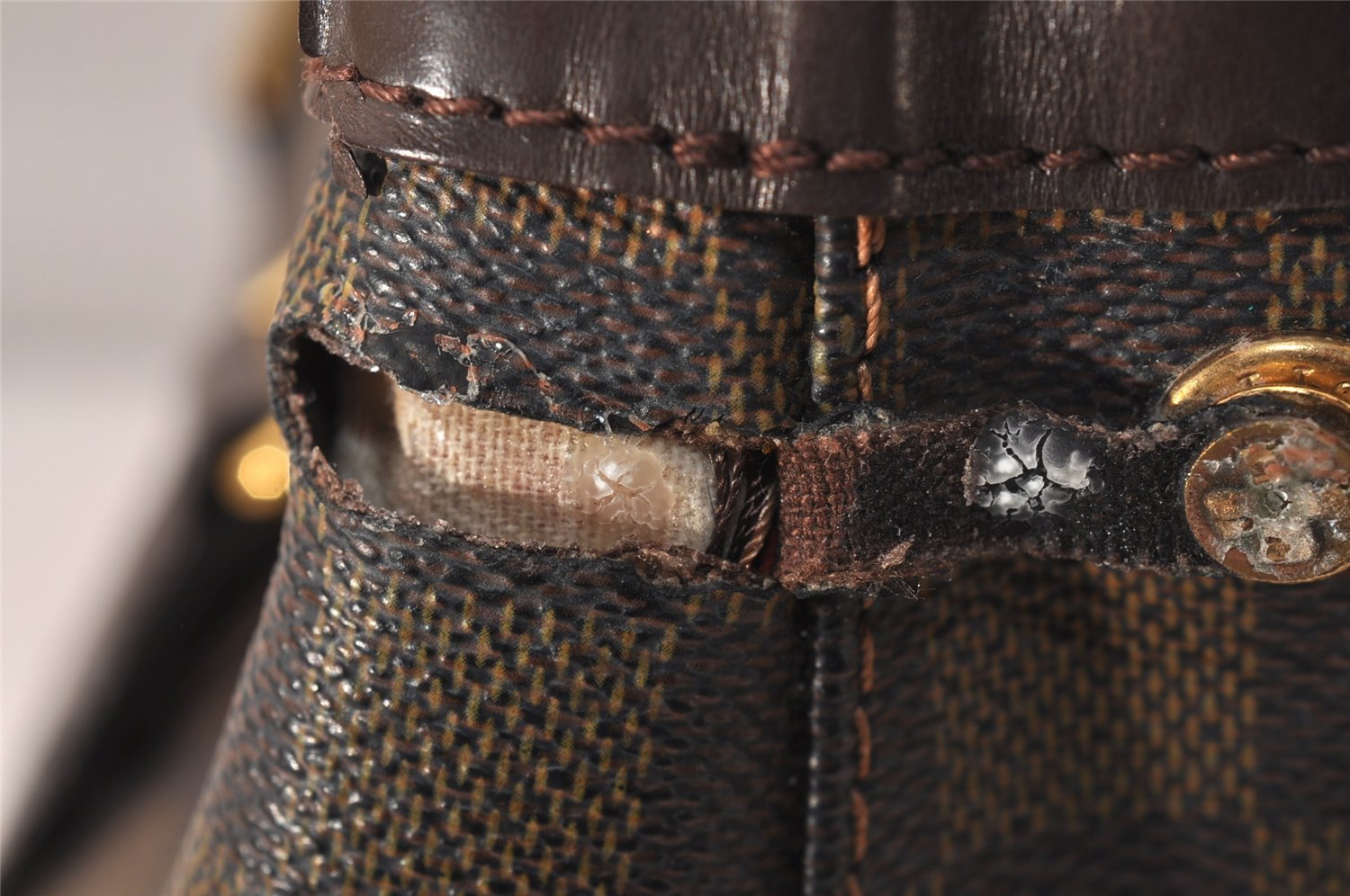 Authentic Louis Vuitton Damier Hampstead PM Shoulder Tote Bag N51205 LV 7941J