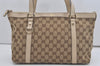 Authentic GUCCI Abbey Shoulder Tote Bag GG Canvas Leather 141470 Brown 7942I