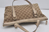 Authentic GUCCI Abbey Shoulder Tote Bag GG Canvas Leather 141470 Brown 7942I