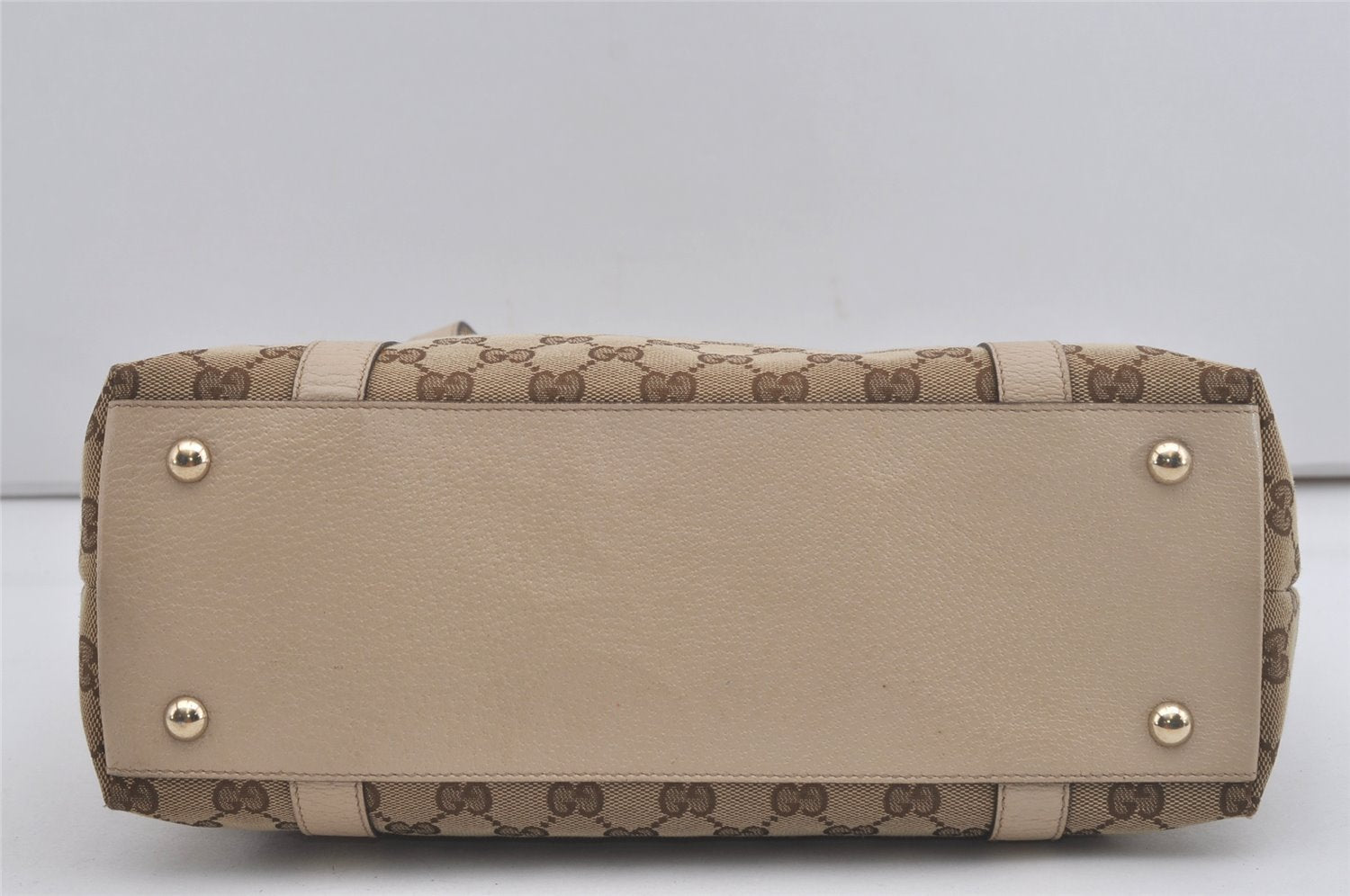 Authentic GUCCI Abbey Shoulder Tote Bag GG Canvas Leather 141470 Brown 7942I