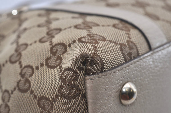 Authentic GUCCI Abbey Shoulder Tote Bag GG Canvas Leather 141470 Brown 7942I