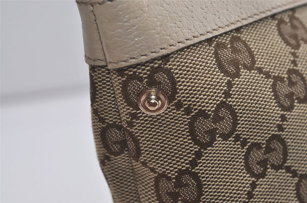 Authentic GUCCI Abbey Shoulder Tote Bag GG Canvas Leather 141470 Brown 7942I