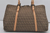 Authentic FENDI Vintage Zucchino Shoulder Hand Bag Canvas Leather Brown 7943I