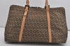 Authentic FENDI Vintage Zucchino Shoulder Hand Bag Canvas Leather Brown 7943I