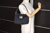 Authentic FENDI Mamma Baguette Shoulder Hand Bag Pures Canvas Leather Navy 7944I