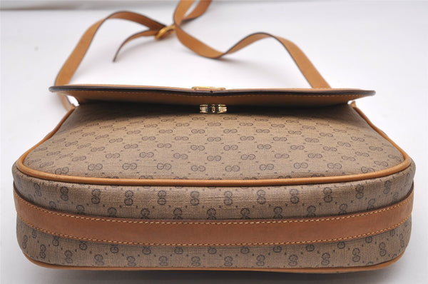 Authentic GUCCI Micro GG PVC Leather Shoulder Cross Bag Purse Brown 7945I