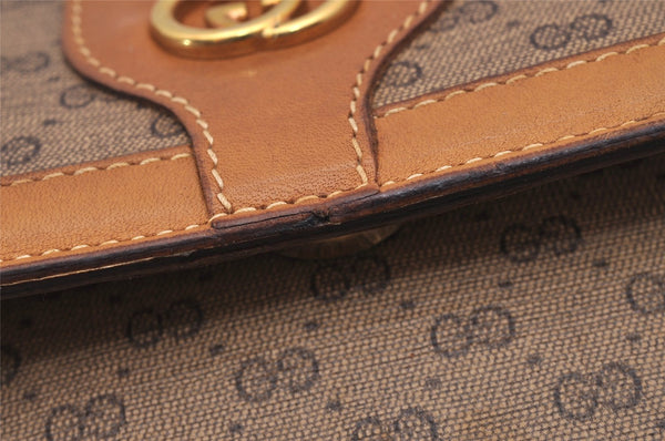 Authentic GUCCI Micro GG PVC Leather Shoulder Cross Bag Purse Brown 7945I