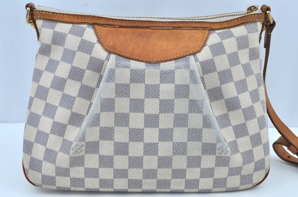 Authentic Louis Vuitton Damier Azur Siracusa PM N41113 Shoulder Bag Junk 7947H