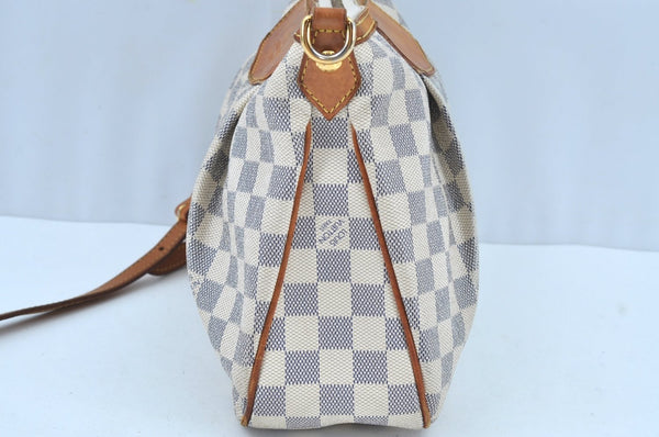 Authentic Louis Vuitton Damier Azur Siracusa PM N41113 Shoulder Bag Junk 7947H