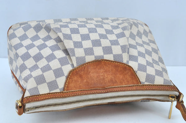 Authentic Louis Vuitton Damier Azur Siracusa PM N41113 Shoulder Bag Junk 7947H