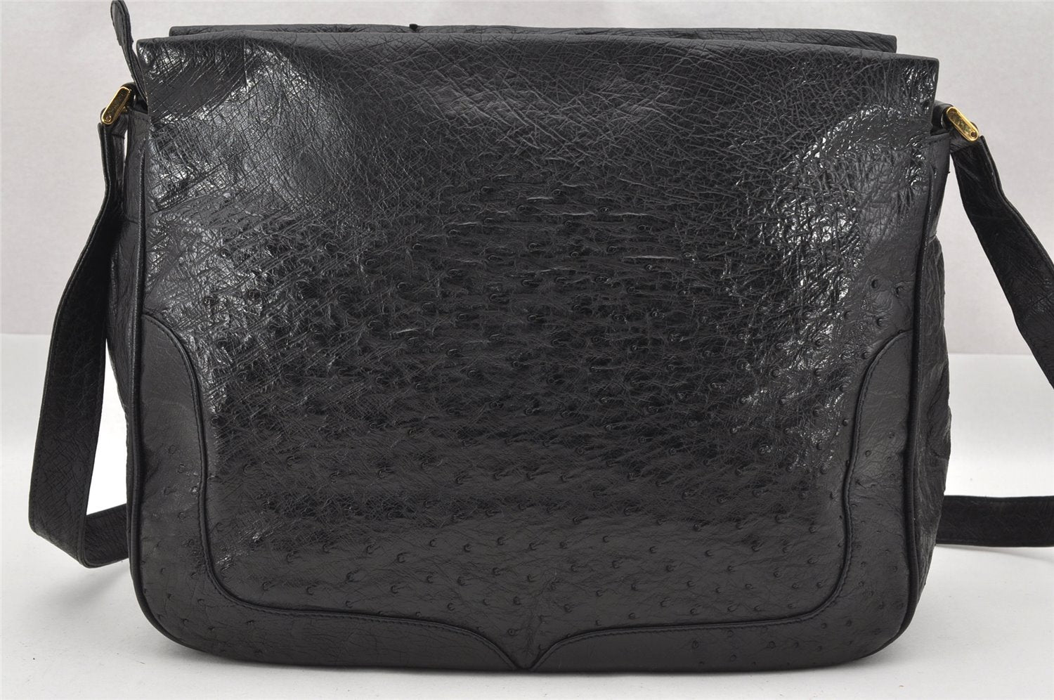 Authentic GUCCI Vintage Shoulder Cross Body Bag Purse Leather Black 7948I