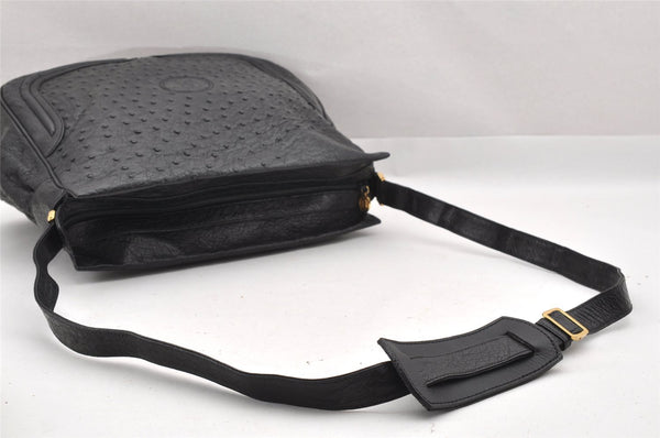 Authentic GUCCI Vintage Shoulder Cross Body Bag Purse Leather Black 7948I