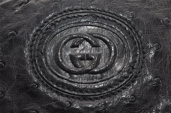 Authentic GUCCI Vintage Shoulder Cross Body Bag Purse Leather Black 7948I