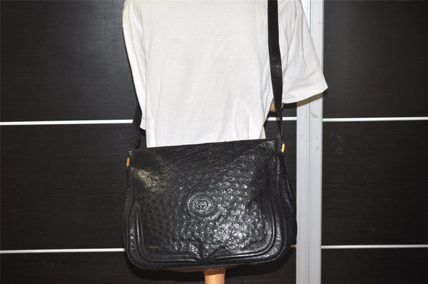 Authentic GUCCI Vintage Shoulder Cross Body Bag Purse Leather Black 7948I