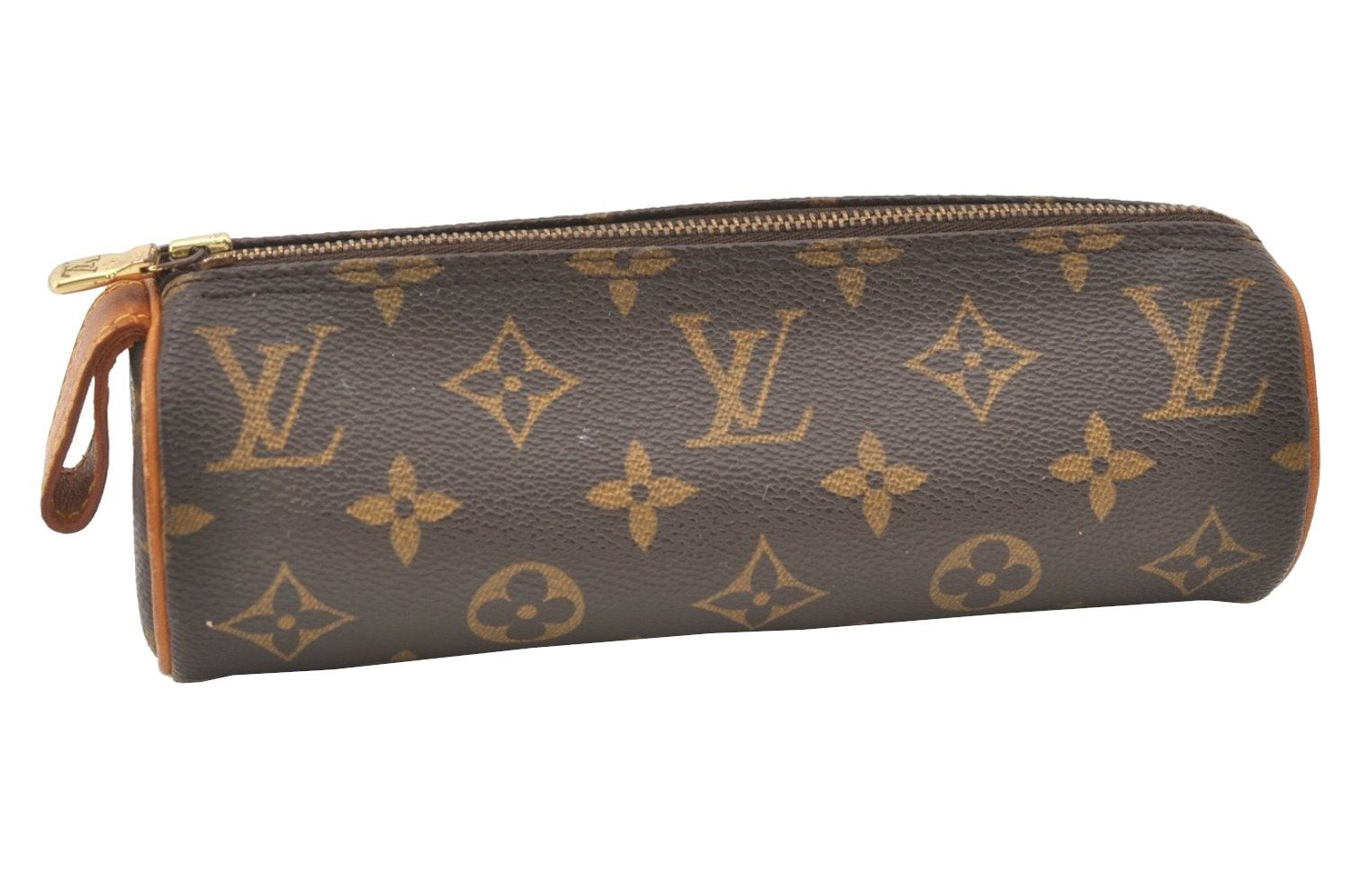 Authentic Louis Vuitton Monogram Trousse Ronde Pen Case Pouch M47630 Junk 7952J