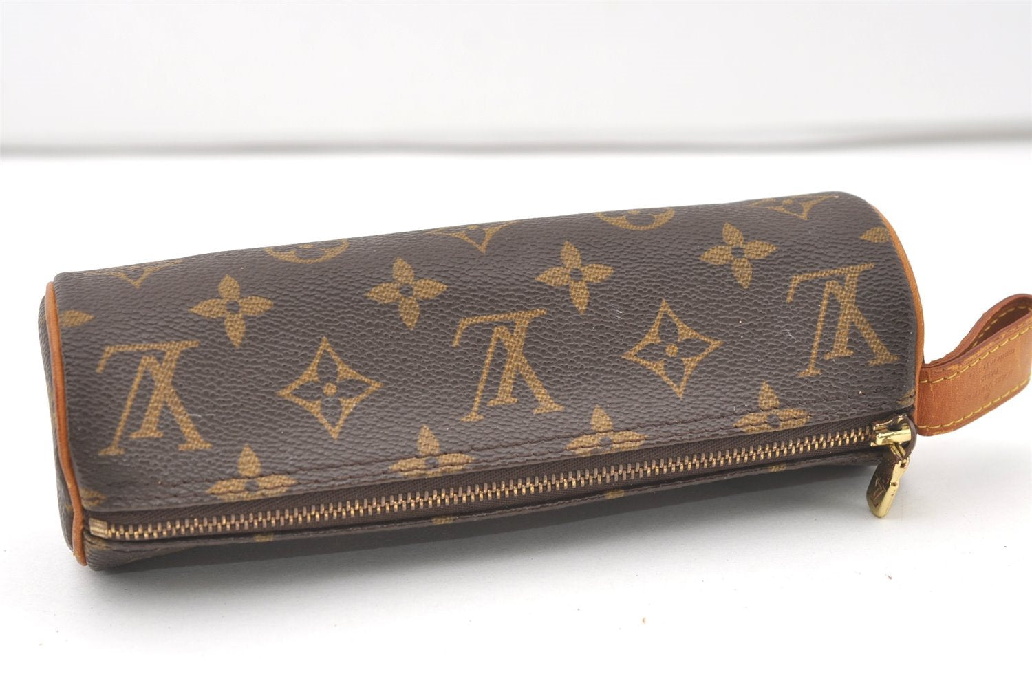 Authentic Louis Vuitton Monogram Trousse Ronde Pen Case Pouch M47630 Junk 7952J