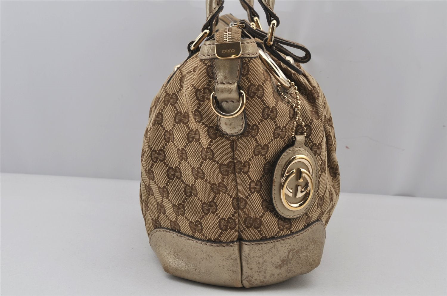 Authentic GUCCI Sukey 2Way Shoulder Tote Bag GG Canvas Leather Brown 7953J