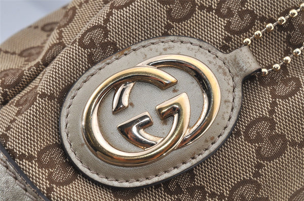 Authentic GUCCI Sukey 2Way Shoulder Tote Bag GG Canvas Leather Brown 7953J