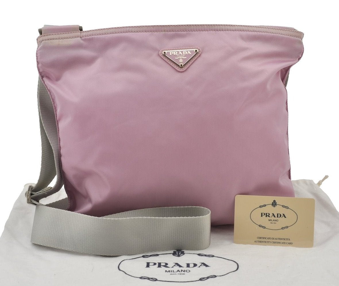 Authentic PRADA VELA Nylon Tessuto Shoulder Cross Body Bag B7338 Pink 7955J