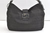 Authentic FENDI Zucchino Vintage Shoulder Bag Canvas Leather Black 7956J