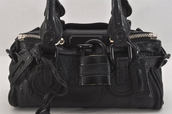 Authentic Chloe Paddington Vintage Leather Shoulder Hand Bag Purse Black 7956M