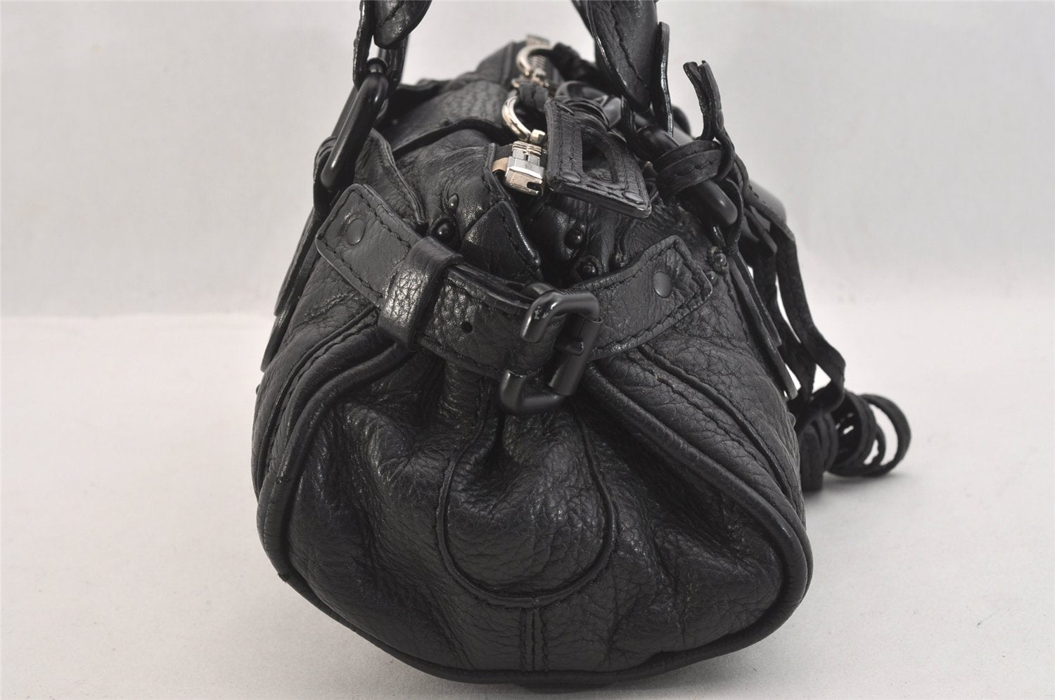 Authentic Chloe Paddington Vintage Leather Shoulder Hand Bag Purse Black 7956M