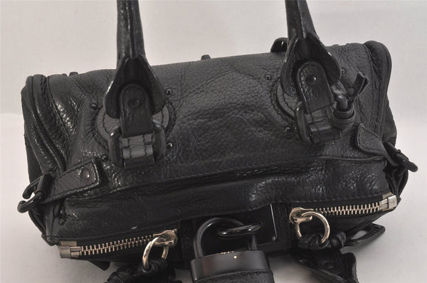 Authentic Chloe Paddington Vintage Leather Shoulder Hand Bag Purse Black 7956M
