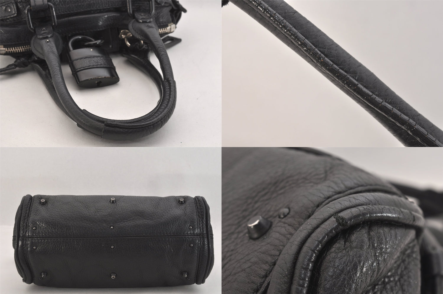 Authentic Chloe Paddington Vintage Leather Shoulder Hand Bag Purse Black 7956M