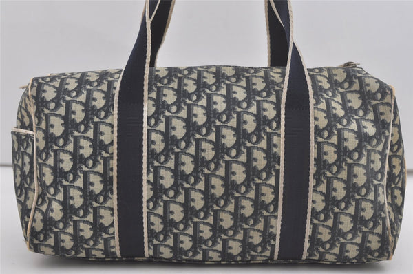 Authentic Christian Dior Trotter No.2 Hand Boston Bag PVC Enamel Blue 7958I