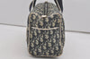 Authentic Christian Dior Trotter No.2 Hand Boston Bag PVC Enamel Blue 7958I