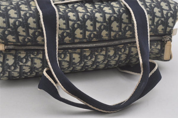 Authentic Christian Dior Trotter No.2 Hand Boston Bag PVC Enamel Blue 7958I