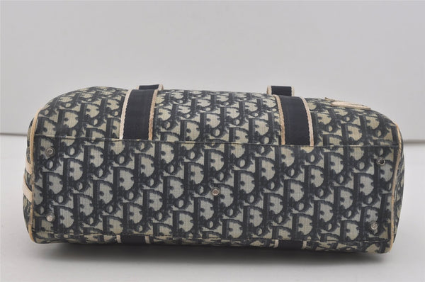 Authentic Christian Dior Trotter No.2 Hand Boston Bag PVC Enamel Blue 7958I