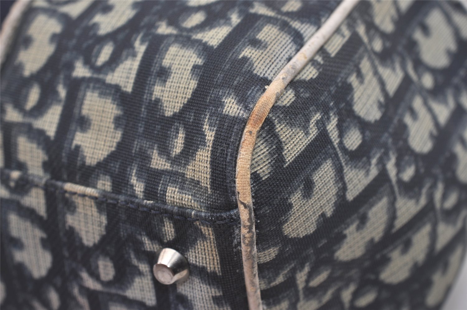 Authentic Christian Dior Trotter No.2 Hand Boston Bag PVC Enamel Blue 7958I