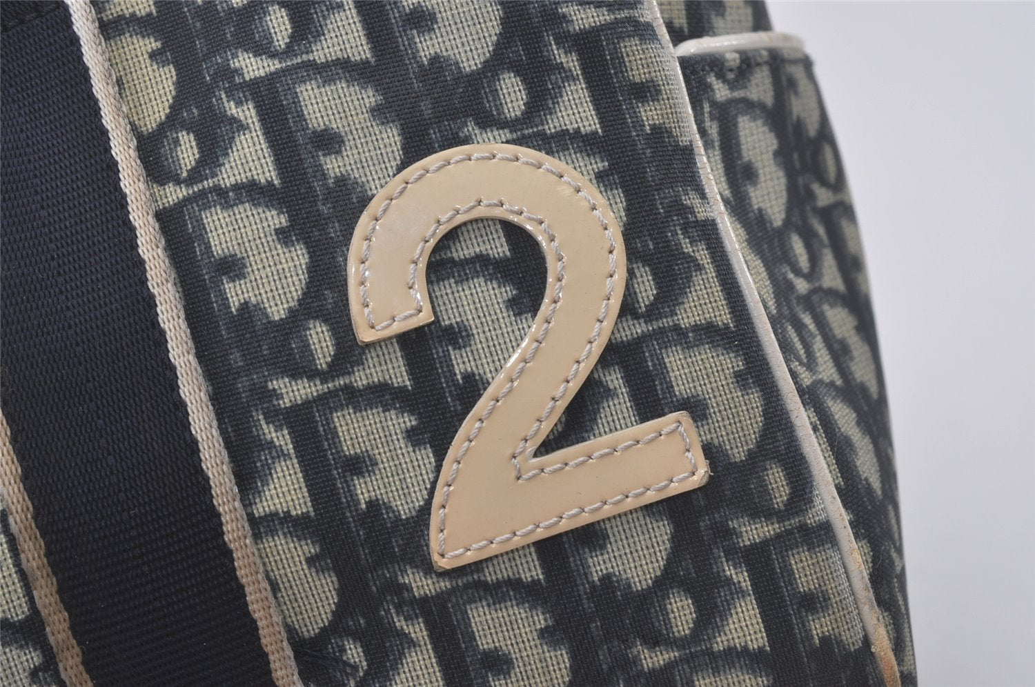 Authentic Christian Dior Trotter No.2 Hand Boston Bag PVC Enamel Blue 7958I