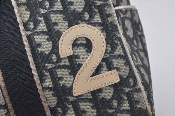 Authentic Christian Dior Trotter No.2 Hand Boston Bag PVC Enamel Blue 7958I