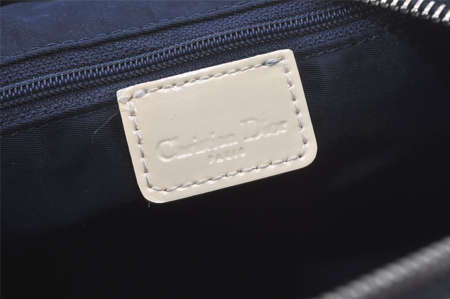 Authentic Christian Dior Trotter No.2 Hand Boston Bag PVC Enamel Blue 7958I