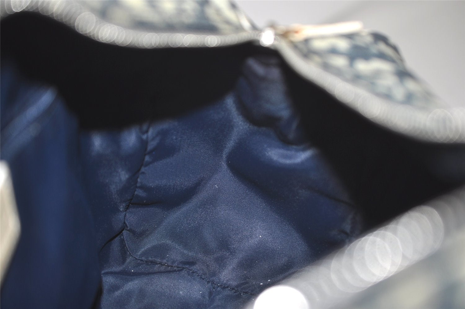 Authentic Christian Dior Trotter No.2 Hand Boston Bag PVC Enamel Blue 7958I