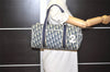 Authentic Christian Dior Trotter No.2 Hand Boston Bag PVC Enamel Blue 7958I