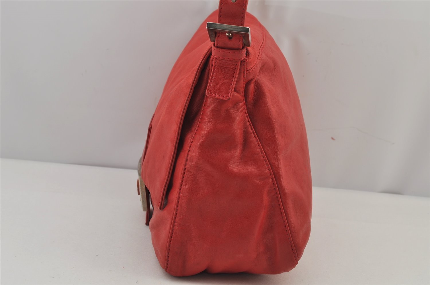 Authentic FENDI Vintage Mamma Baguette Shoulder Hand Bag Purse Leather Red 7958J